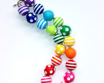 girls rainbow chunky necklace birthday bubblegum necklace summer rainbow chunky bubblegum bead necklace rainbow necklace girls necklace