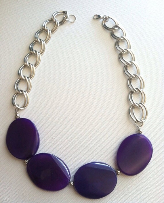 Deep Purple Stone Necklace by FragmentNine on Etsy