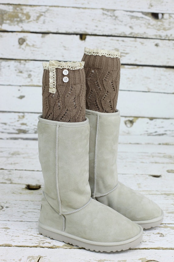 Brown LACE LEG warmer boot socksboot socks with by DayfitFashion