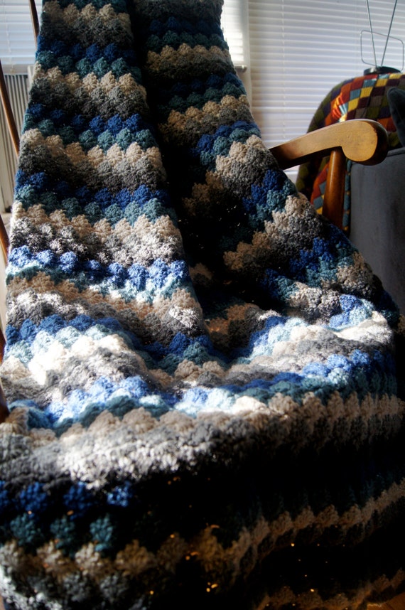 Ocean Waves Comfy Crocheted Afghan handmade heirloomquality