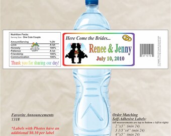 Lesbian Wedding Favors, Two Brides, LGBT weddings, Lesbian Stickers, Waterproof Labels, Rainbow Stickers (Set of 20)(Y318)