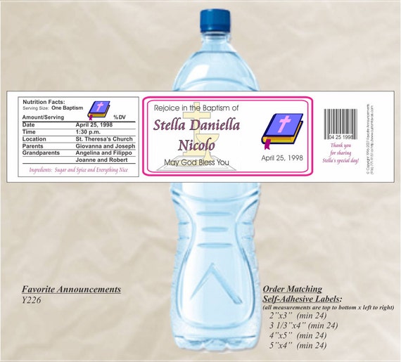 Baptism Labels Holy Water Bottle Waterproof Label