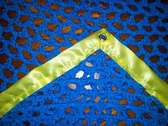 Jumbo Yellow and Blue Stuffed Animal Net / toy hammock (corner, girl, boy, crochet, handmade, ribbon, grommet, eyelet, strong) Il_570xn