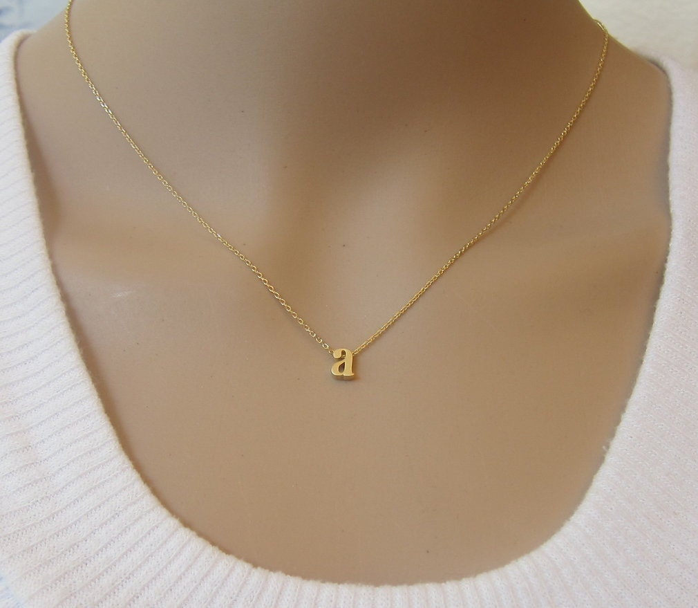 Lowercase Initial Necklace Gold Initial Necklace Letter