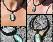 collier macramé Labradorite