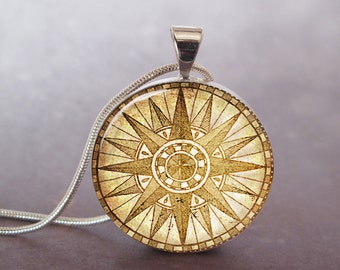 Antique Nautical Compass Tattoo Compass necklace, vintage