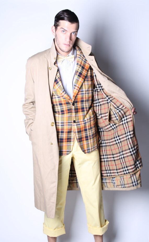 Burberry Monttram Trench Coat Striped Turtleneck And Plaid Gallery