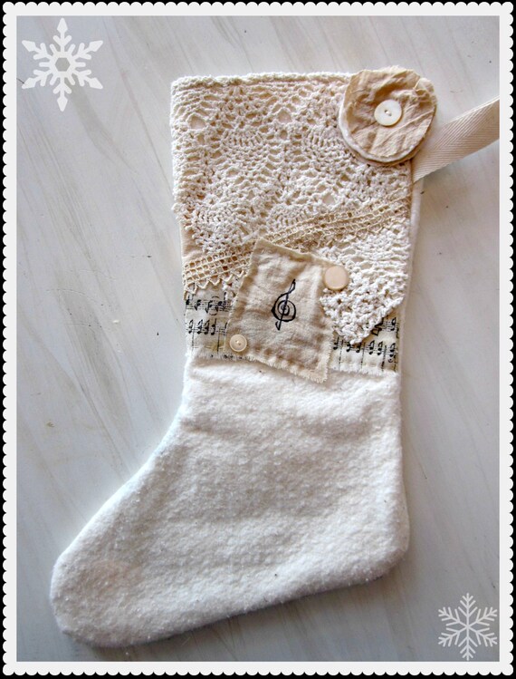 Vintage inspired Christmas Stocking with by SilkesCreations
