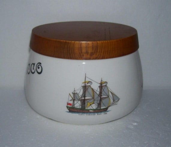 Vintage Whitecross Tobacco Humidor Jar Nautical Ships