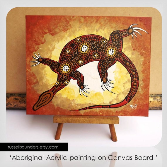 Goanna Painting Australian Aboriginal Art Acrylic Paint Dot