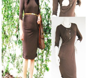 SANDRA Maternity Dress / Nursing Dress Breastfeeding Dress/ Nursing Clothes / NEW Maternity Dresses / MOCHA / Maternity Clothing Pregnancy