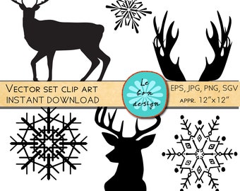 Printable art antlers / clip art deer antler print/ christmas