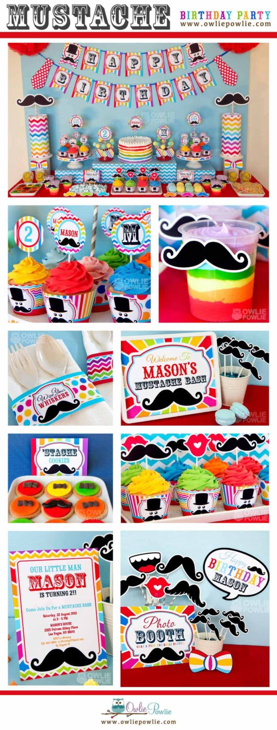 Little Man Mustache Bash BIRTHDAY Party Printable Package & Invitation, INSTANT DOWNLOAD, You Edit Yourself with Adobe Reader Il_570xn