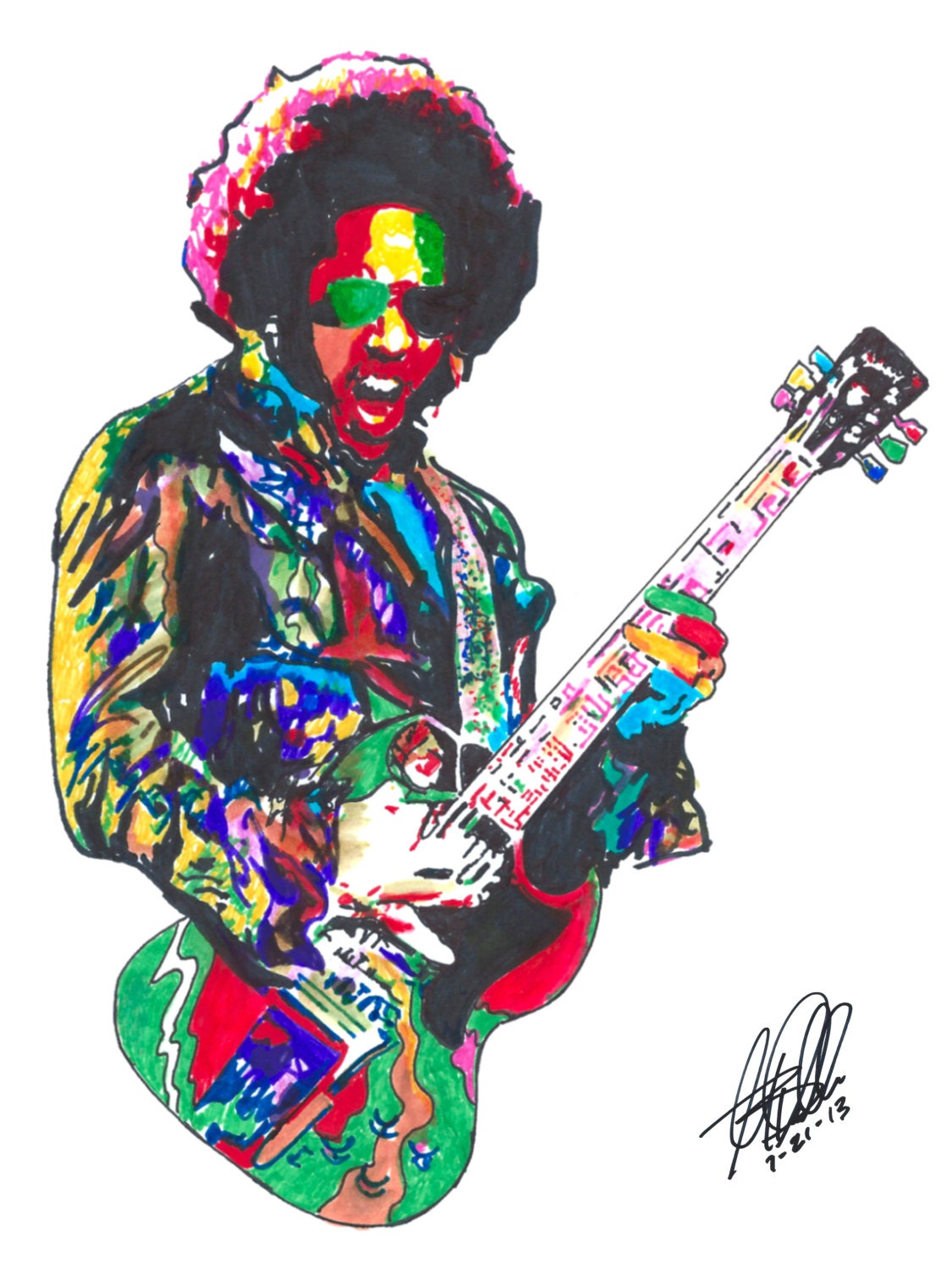 Lenny Kravitz: POSTER from Original Drawing 18 x