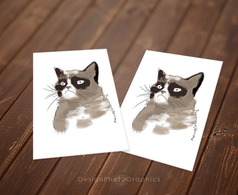 Grumpy Cat Birthday card Greetings card Instant Download