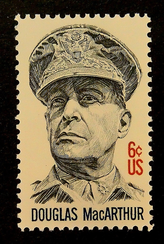 General Douglas MacArthur USA Handmade Framed Postage Stamp