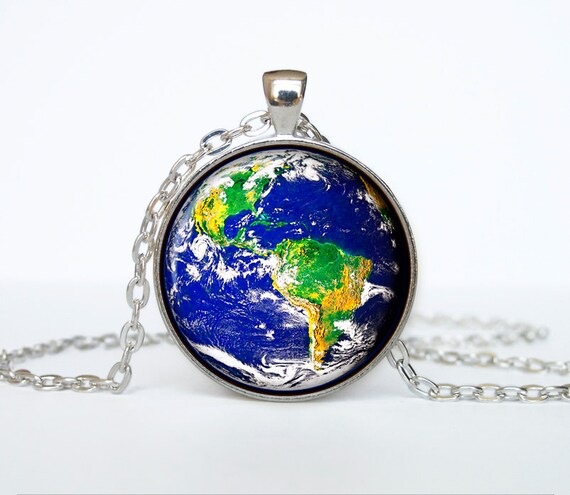 Earth pendant Earth planet necklace Earth jewelry galaxy