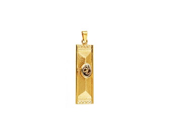 Gold Mezuzah Pendant with Letter Sh in ...