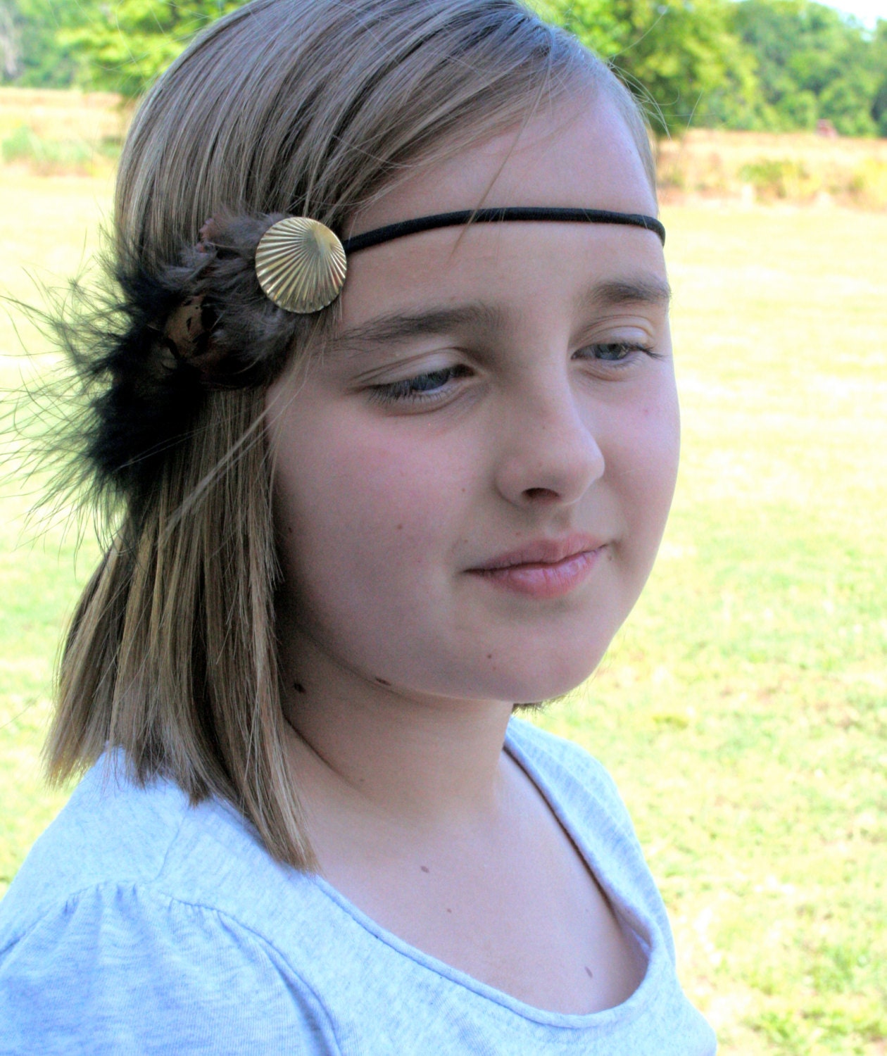 Bohemian Feather Headband Elastic Feather Headband by StellaClare