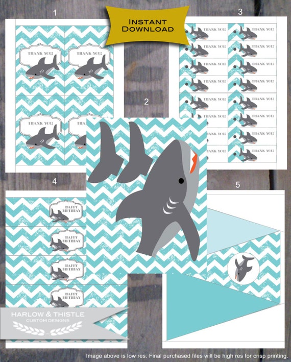 INSTANT DOWNLOAD Printable Birthday Party Package Chevron