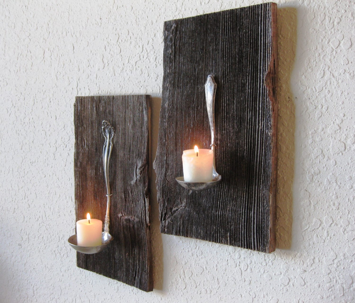 Reclaimed Barn Wood Salvaged Antique Metal Ladle Candle Holder Reclaimed Barn Wood Salvaged Antique Metal Ladle Candle Holder on Wood And Metal Wall Sconces id=60611