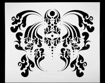 Aggressive Theatrical Crest. Wall / Art / Painting / Makeup / Furniture / Tattoo / Overlay Airbrush Stencil.
