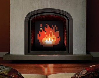 ORIGINAL 8-Bit Fireplace, Pixel Fireplace, Zelda Fireplace, Zelda Fire, Pixel Fire, Zelda Art, Zelda Fire Art, Pixel Art, Fireplace Art