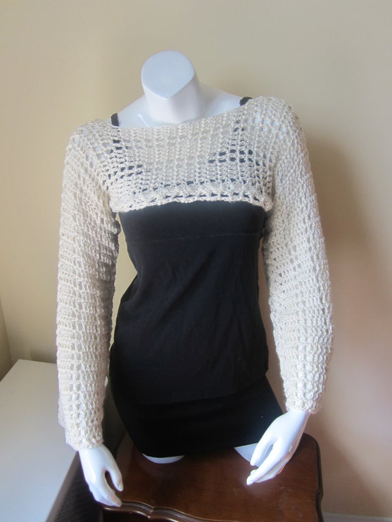 Items similar to Cropped sweater, crochet sweater, womens sweater ...