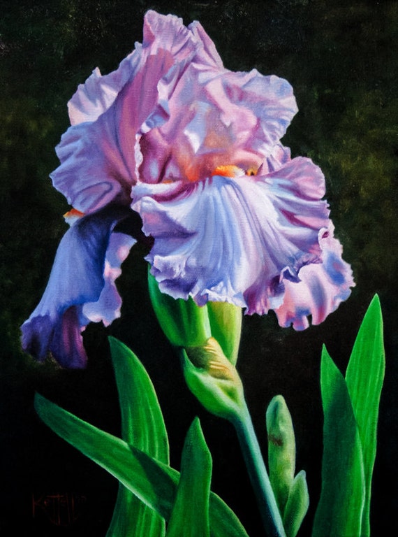 Iris Flower Art Print Floral Painting Reproduction of