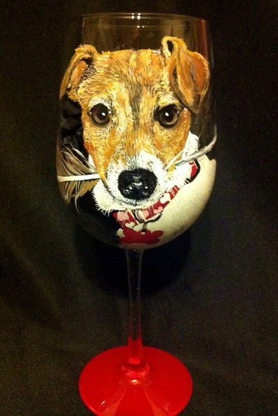 Jack Russell Terrier Dog Portrait Wine Glass