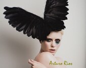 Lady Gaga Black Couture Wings, Fashion Headpiece, Fascinator, Avant garde hat, Derby Hat, Melbourne Cup hats,Black Halloween Hat Lady Gaga Black Couture Wings, Fashion Headpiece, Fascinator, Avant garde hat, Derby Hat, Melbourne Cup hats,Black Halloween Hat