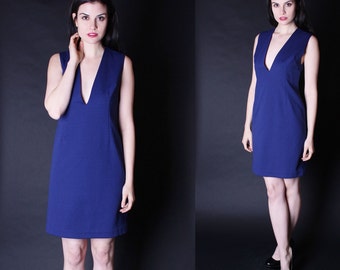 1960s Cocktail Dress - 60s Short Dress - Plunging Neckline Dress - Deep V Neck Dress - 2683