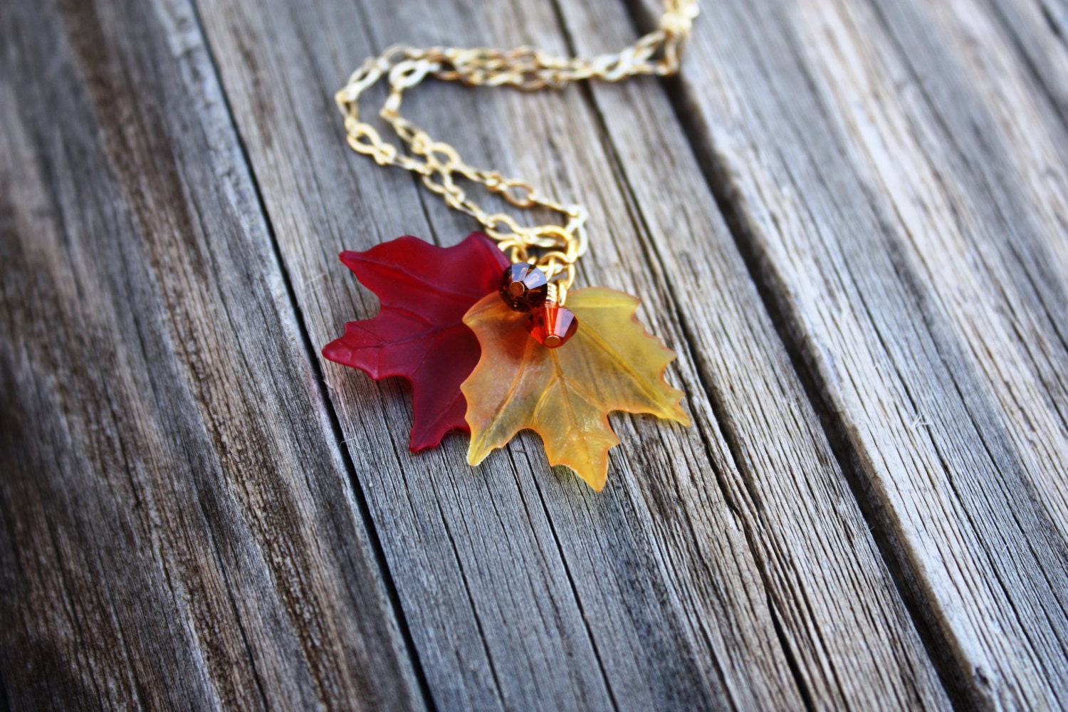 Fall Leaf Necklace Maple Leaf Necklace Autumn Necklace Fall