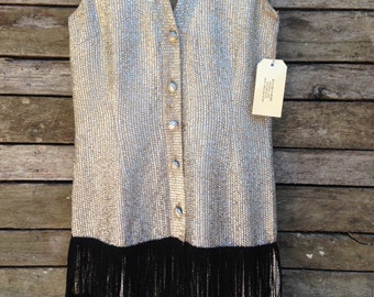 1960's Silver Lurex Fringe Flapper Dress
