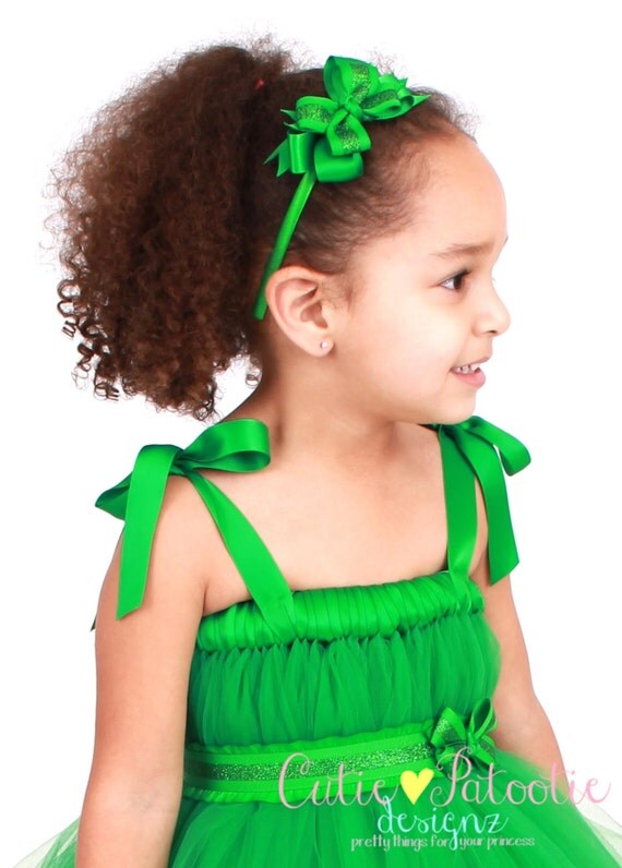 READY TO SHIP: Holly Holiday Headband - Christmas or St. Patrick's Day - Kelly Green - Fits toddler to adult - Cutie Patootie Designz Il_570xn