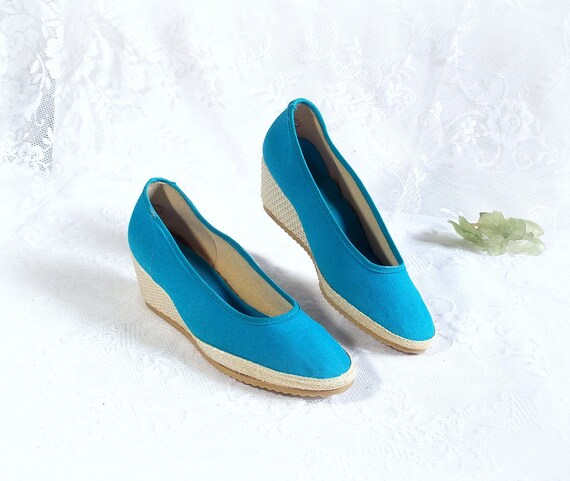 80s SHU BUDS Womens Blue Platform Wedge shoes by TheWhitePelican
