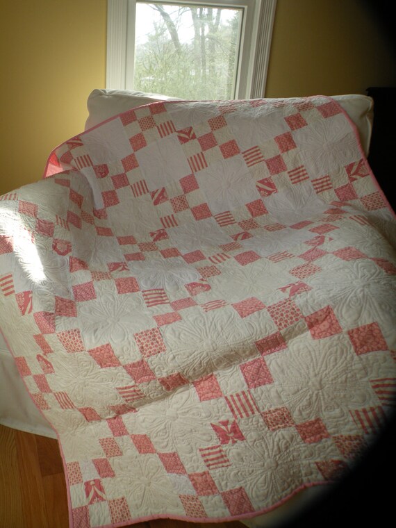 Items similar to Pink and White Quilt on Etsy