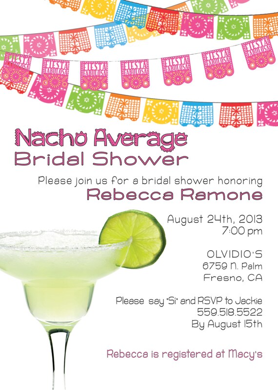 Nacho Average Bridal Shower Printed Party Invitations Fiesta