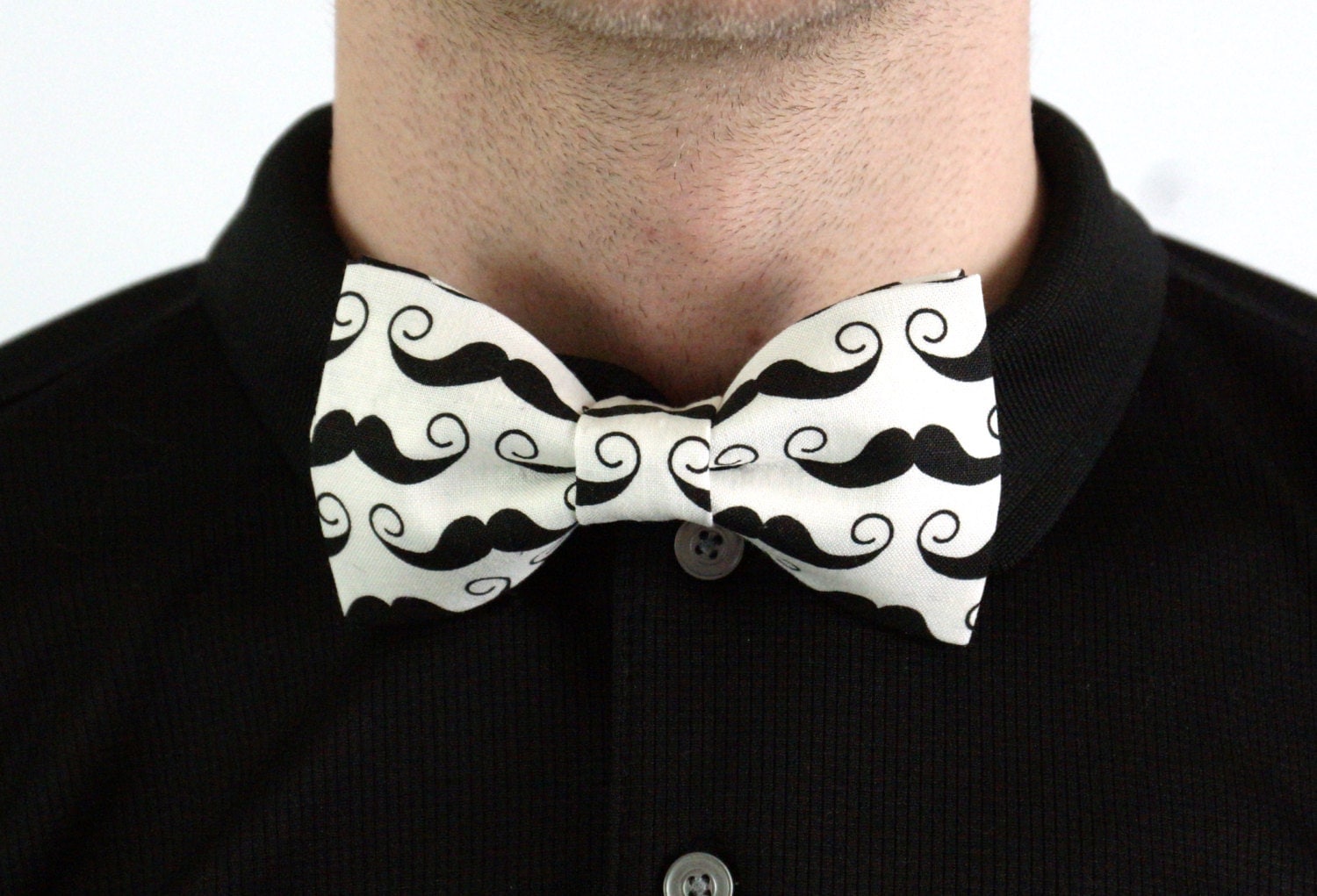 Handmade Mustache Print Bow Tie