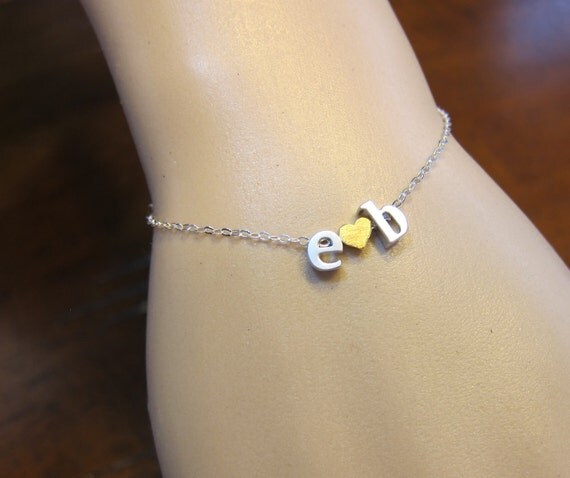Two lowercase a-z Initials Bracelet, Couple bracelet, Name Bracelet, Boyfriend Girlfriend, Personalize Necklace, Valentines Day