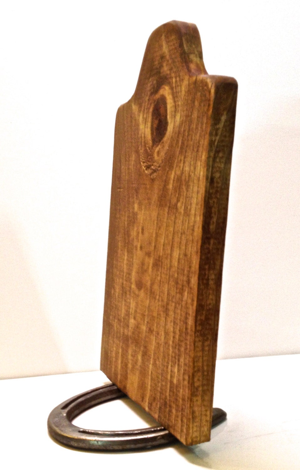 Wooden Jewelry Display/Bust with Horseshoe Base