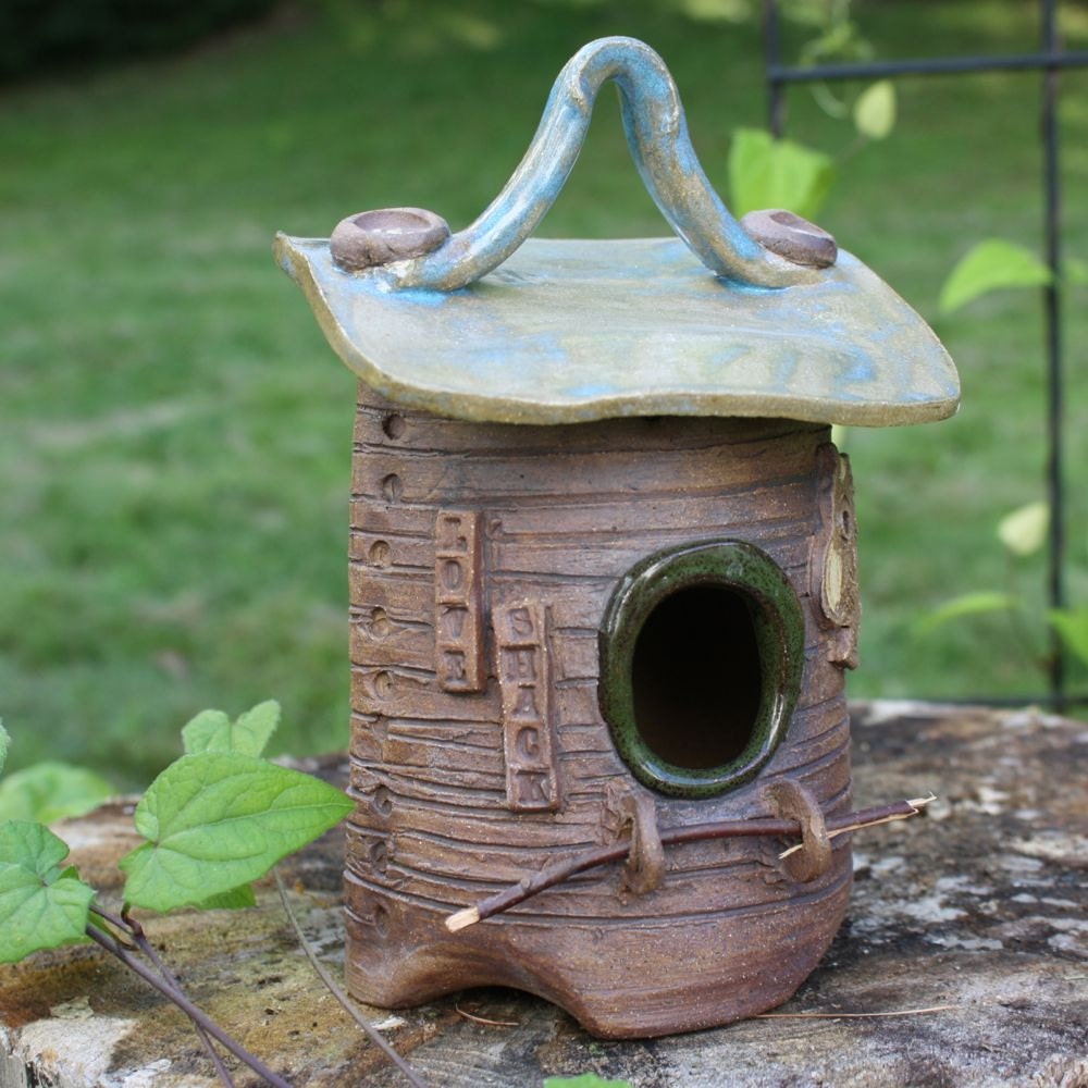 Decorative Birdhouse Whimsical Stoneware Birdhouse Ceramic