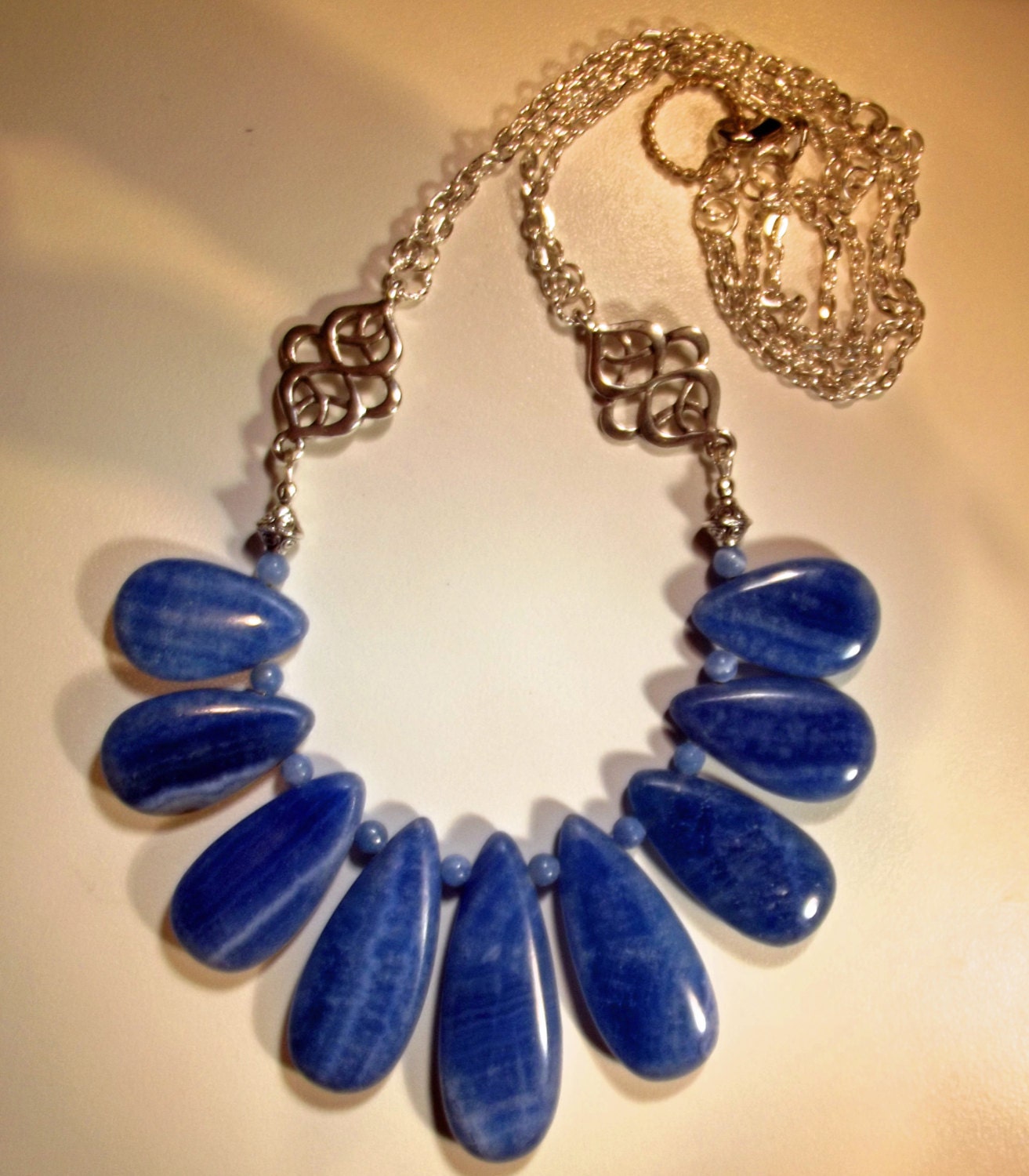 Necklace Handmade Blue Agate Stone with by StoneForestJewels