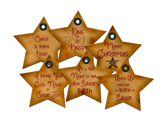 items similar to printable christmas tags star rustic