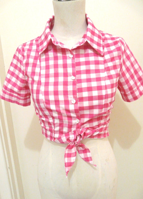 pink gingham womens shirt