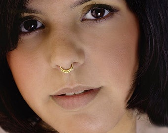 Fake Septum Ring - Faux Septum Ring - Fake Piercing - Clip On Piercing - Clip On Septum - Septum Jewelry - Gold Septum - Septum Cuff (SF1G)