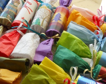 Colourful Handmade Hand Rolled Christmas Crackers Table Decoration