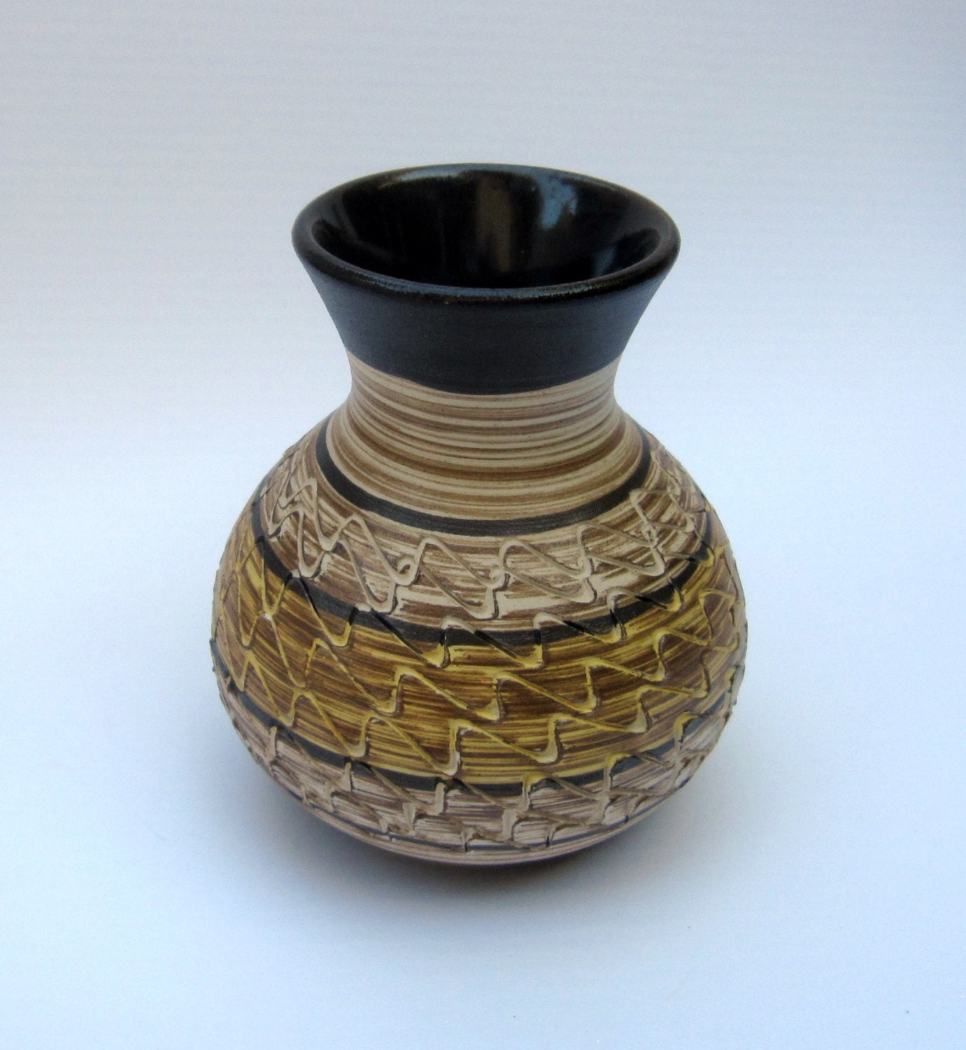 Dumler Breiden MCM Ceramic Vase Brown Yellow by 