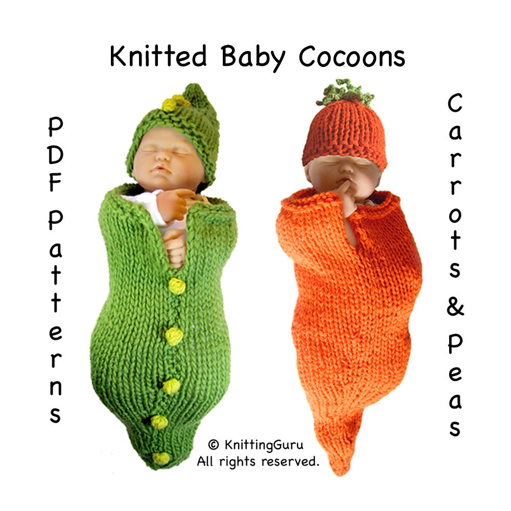 2 Knitting Patterns Carrots and Peas Baby Cocoons Costumes