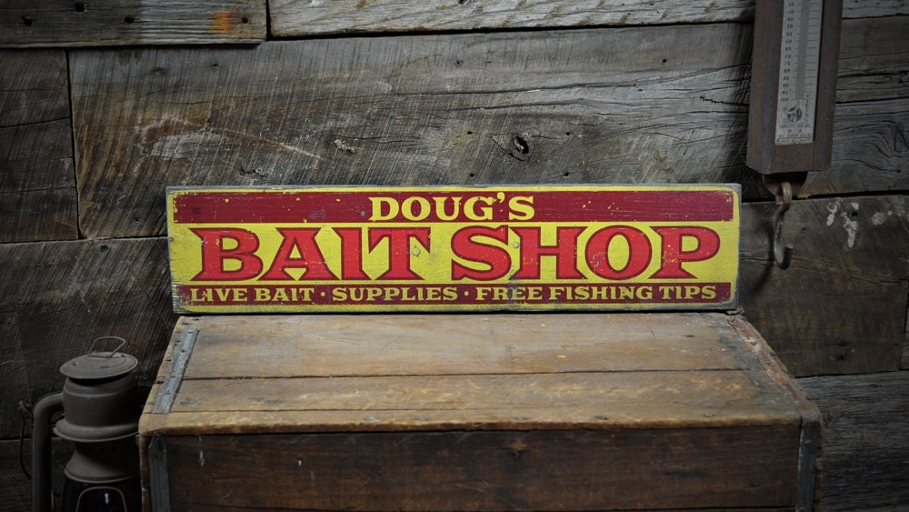 Custom Bait Shop Lake House Sign Rustic Hand Made Vintage